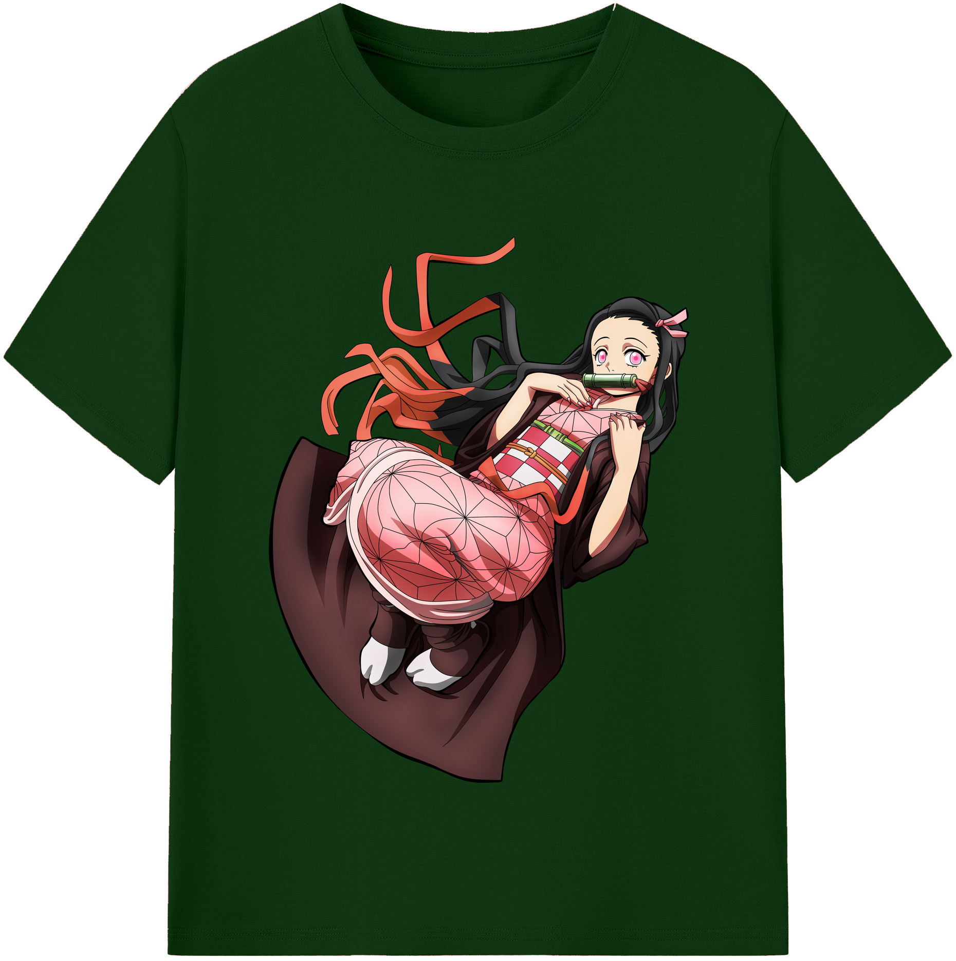 （画像用） 鬼滅の刃（きめつのやいば）竈門 禰󠄀豆子／かまど ねずこ Kamado Nezuko 綿100％半袖Tシャツ（フロントプリント）